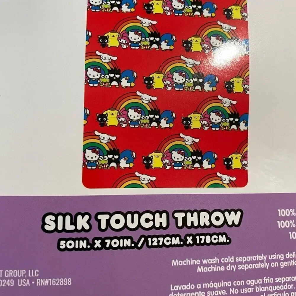 Hello Kitty And Friends Rainbow Silk Touch Pink Throw Blanket 50